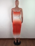 Sexy Gradient Strap Slit Midi Dress