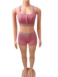 Summer Fitness Two Piece Crop Top and Shorts Set