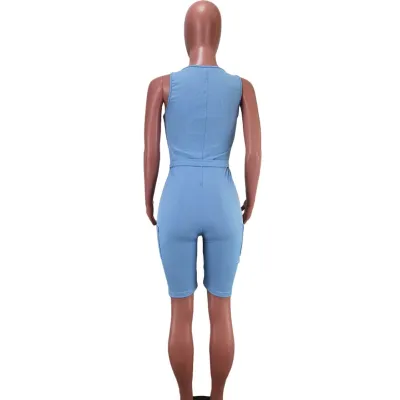 Sexy Fit Sleeveless Rompers with Belt