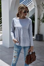 Autumn Long Sleeve Fit and Flare Plain Shirt