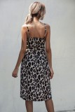 Summer Leopard Print Straps Wrap Dress