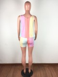 Summer Colorful Two Piece Shorts Set with Face Cover