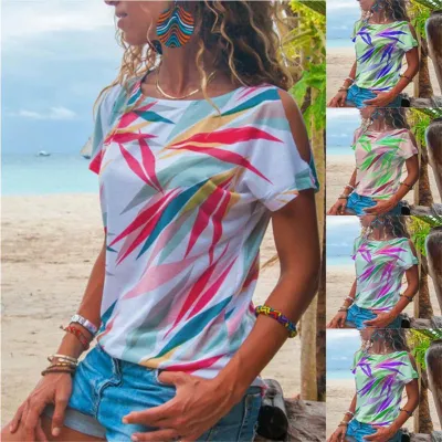 Summer Print Shirt with Cut Out Sleeves