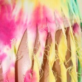 Sexy Tie Dye Tassels Denim Shorts