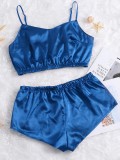 2PC Summer Satin Top and Shorts Pajama Set