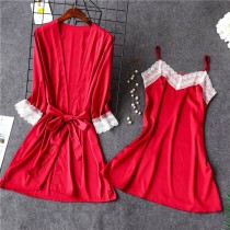 2PC Summer Satin Pajama Dress Set