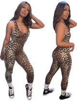 Sexy Sleeveless Leopard Bodycon Jumpsuit