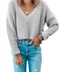 Sexy V-Neck Loose Cut Crop Sweater Top