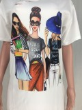 Summer Character Print Slit Shirt