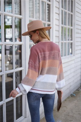 Western Contrast Round Neck Regular Sweater
