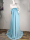 Pregenant Lace Upper Short Sleeve Wedding Dress