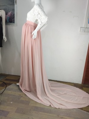 Pregenant Lace Upper Short Sleeve Wedding Dress
