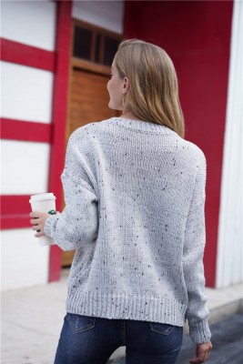 Western Grey Round Neck Regular Sweater