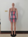 Sexy Plaid Straps Bodycon Dress