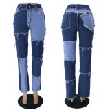Street Style Contrast Regular Jeans
