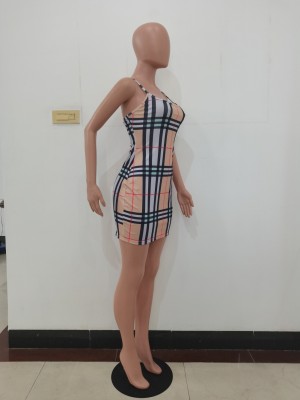 Sexy Plaid Straps Bodycon Dress