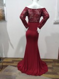 Red Pregenant Long Sleeve Wedding Dress