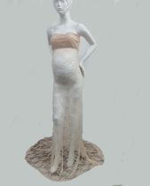 Pregenant Full Lace Strapless Wedding Dress
