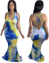 Summer Tie Dye African Long Dress