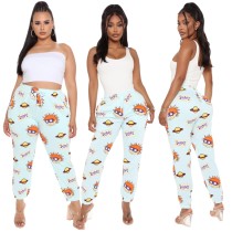 Casual Print Drawstrings Track Pants