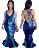 Summer Tie Dye African Long Dress