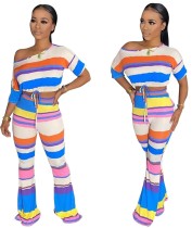 Summer Rainbow African Crop Top and Pants Set