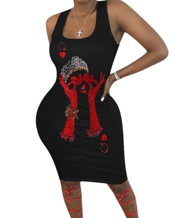 Print African Bodycon Vest Dress