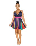 Summer African Colorful Strap Skater Dress