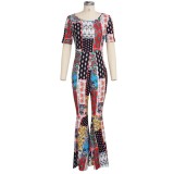 Summer Print African Fit and Flare Jumpsuit