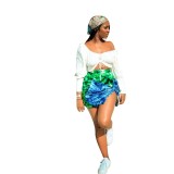 Summer Print Green Big Bow Mini Skirt