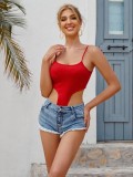 Summer Red Sexy Strap Thong Bodysuit