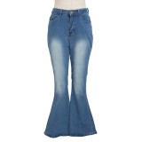 Stylish High Waist Fit and Flare Jeans