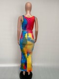 African Tie Dye Two Piece Midi Skirt Set