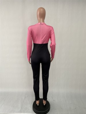 Sexy Poker Print Long Sleeve Bodycon Jumpsuit