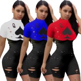 Summer Contrast Poker Sexy Bodycon Rompers