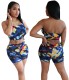 Sexy Tie Dye Strapless Crop Top and Shorts Set