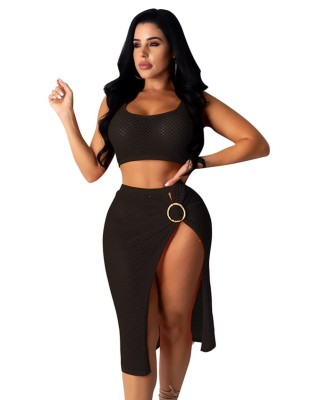 Summer Fishnet Two Piece Beach Skirt Set