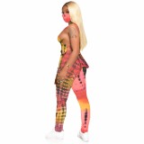 Summer Tie Dye Sexy Pants Set with Face Cover