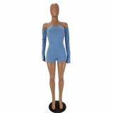 Sexy Plain Strapless Bodycon Rompers with Sleeves
