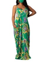 Summer Chains Print Strap Long Maxi Dress