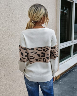 Falls Leopard Round Neck Regular Sweaters