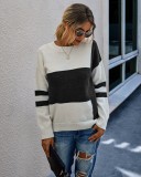Falls Contrast Round Neck Regular Sweaters