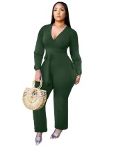 African Plain Long Sleeve Wrapped Jumpsuit