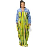 Summer African Colorful Stripes Strap Long Dress