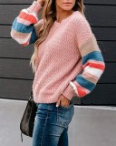 Autumn O-Neck Stripes Regular Loose Sweaters