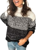 Autumn O-Neck Contrast Regular Loose Sweaters