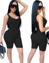 Sports Fitness Pocket Rompers with Belt