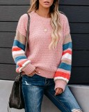 Autumn O-Neck Stripes Regular Loose Sweaters
