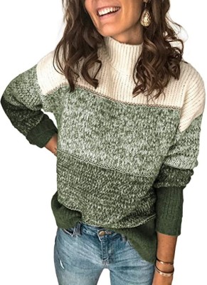 Autumn O-Neck Contrast Regular Loose Sweaters