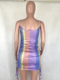 Sexy Rainbow Strap Mini Bodycon Dress